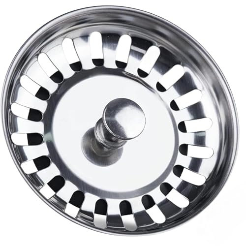 tifanso Kitchen Sink Strainer Plug 304 Stainless Steel Thicken for Kitchen Sink,Replacement for Food/Hair Catcher - UK Sinks Hole Diameter (Silver-1, 84mm)