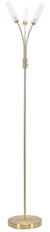 ValueLights | 3 Way Curved Arm Brushed Gold Floor Lamp | Floor Lamps & Torchieres, Home Décor & Improvement Essential | Includes Bulb