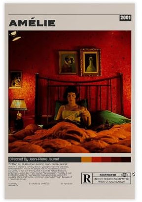 ocvdfss Amelie-Poster, Filmposter, Leinwand, Poster, Schlafzimmer, Dekoration, Landschaft, Büro, Raumdekoration, Geschenk, 30 x 45 cm