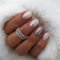 Mgmxbsth 24pcs Short Square False Nails, Snow Press on Nails,Lightning Stick on Nails,French Tip False Nails, Tip Acrylic Gel Adhesive Nail, Full Cover Fake Nails for Women and Girls(Snowflakes)