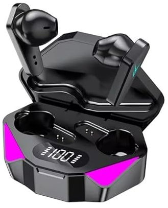 Rasaris Wireless Earbuds, 8D Gaming headphones with RGB Lights, Mic & Bass, Bluetooth 5.3 HiFi Stereo for Music and Gamer