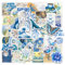 Huipalon 50 Pcs Blue Stickers Aesthetic Vintage Scrapbook Stickers Retro Journaling Supplies Vinyl Ocean Butterfly Sticker Laptop Kindle Sticker for Water Bottle Phone Guitar