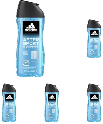 adidas 3in1 After Sport Duschgel für ihn, mit aromatisch-frischem Duft, 250 ml (Packung mit 5)