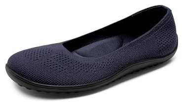 DREAM PAIRS Women's Ballet Flats, Wide Toe Box Knit Flats for Women with Arch Support, Comfortable Slip On Dressy Travel Work Business Office Shoes for Women,Size 6.5,Navy,DWUMFA2509