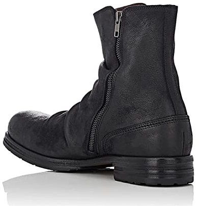 TJHRJTY Stivaletti Uomo Stivali da Cavaliere da Cowboy da Moto Vintage da Uomo in Pelle a Testa Tonda con Zip Laterale Worksafe Stivali da Esterno per Esterni Neri Antiscivolo(46)