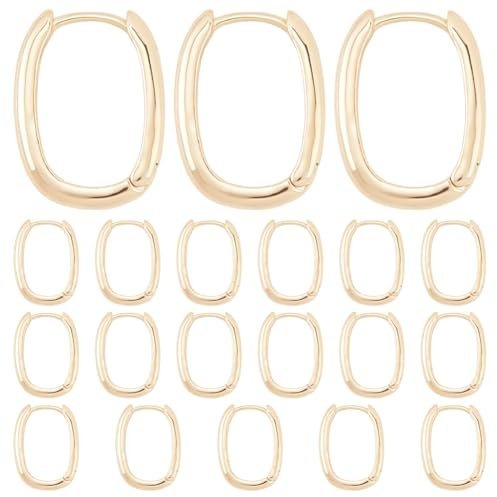 SUNNYCLUE 1 Box 20 Stück Ohrringe Aus Echtem 18 Karat Vergoldetem Messing Ovale Creolen Haken Huggie Ohrringe Runder Metallring Winzige Knorpelhaken Creole Mit Riegelverschluss Für Die Schmuckherstell