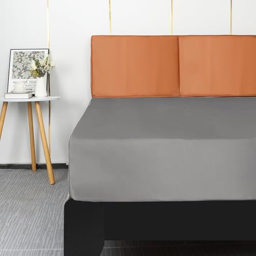 Lirex Satin Spannbettlaken 160x200cm, Seide Spannbetttuch Luxuriös und Seidig Glatt Weiche Microfaser Bettlaken für bis 35cm Matraze, Dunkelgrau