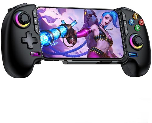 HELLCOOL Mobile Gaming Controller for iPhone & Android,Wireless Phone Game Controller for Xbox/Steam/GeForce Now/MFi Apple Arcade/Roblox with Hall Effect Joystick/RGB