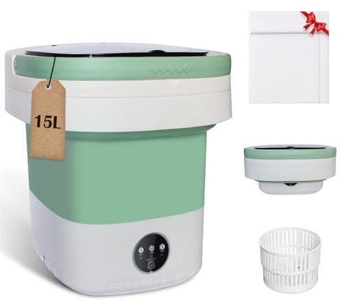 Coziva Lavadora portátil de gran capacidad de 15 litros, mini lavadora y secadora con un solo toque para ropa de bebé y artículos pequeños, lavadora de diseño silencioso y sin ruido para apartamentos