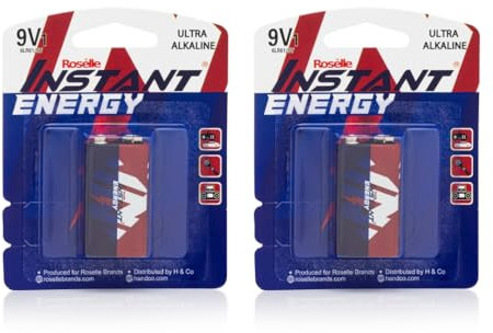 Roselle Instant Energy 9V Ultra Alkaline Battery, 6LR61/9V - 2 Pack