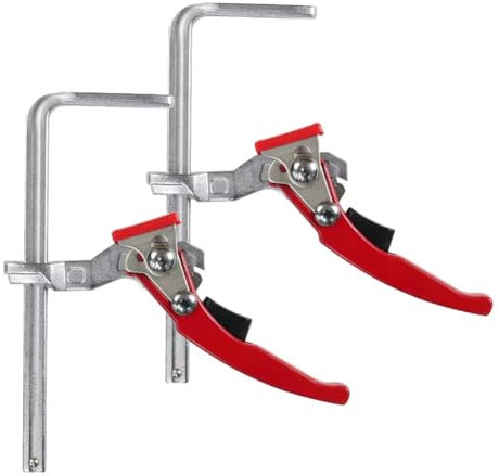 MQODLFP 2pcs Ratcheting Table Clamp, Quick Ratchet Track Saw Guide Rail Clamp for Table and Guide Rail System Woodworking Clamp
