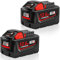 12.0Ah Li-ion Akku für Milwaukee Akku 18V, Kompatibel mit Milwaukee M18, Kompatibel mit M18B 48-11-1840 48-11-1828 48-11-1820 48-11-1815 48-11-1850 (2PCS 18V 8AH)