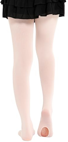 EVERSWE 2 Pairs Pack Girls' Ballet Tights Ultra Soft Dance Leggings, Convertible Transition Dance Tights (Ballet Pink,8-10)