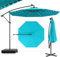 GOPLUS Parasol de Jardin Extérieur avec Pied, Parasol Déporté Inclinable Ø 3M, avec 8 Baleines 40 Lampes LED Solaires, Grand Parasol pour Terrasse Cour Plage (Turquoise)