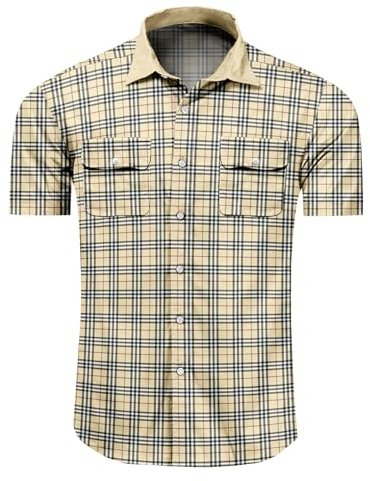 Mens Short Sleeve Button Down Mens Button Up Short Sleeve Two Pockets Soft Vintage