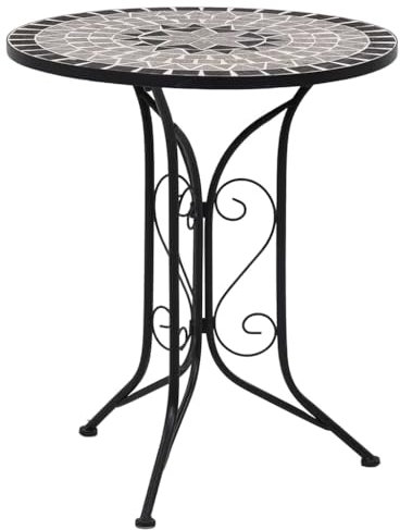 CINDERFUL Mosaik-Bistrotisch Grau 61 cm Keramik Gartenmöbel