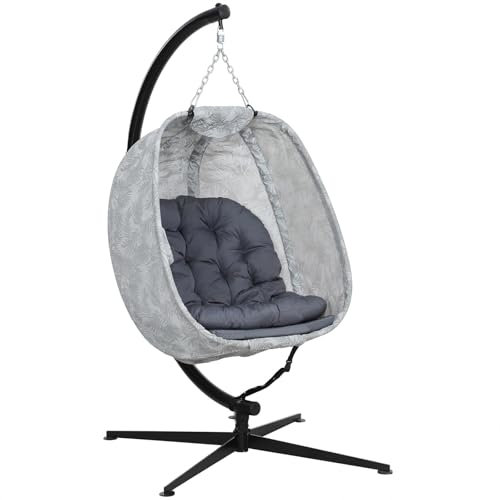 Billg Hängesessel Outdoor mit Gestell Körbe, Wetterfest Hängeschaukel, Hängeschaukel für Indoor und Outdoor Inkl Kissen - Korbhängesessel bis 120 kg für Kinder & Erwachsene, Faltbar Ergonomisch