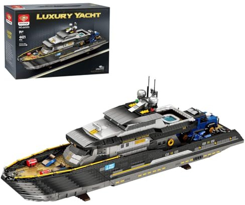 BlocteckToy MOC Klemmbausteine Kreuzfahrtschiff Modell, 4421 Teile Luxus-Superyacht-Bausatz Set im Maßstab 1:30, Kollektion Geschenke für Erwachsene, MOC-185307