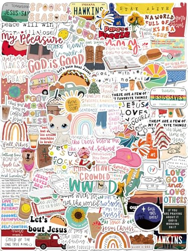 100 Christian Aesthetic Stickers for Water Bottles & Laptops – 100 Unique Glossy Waterproof Vinyl Faith Quotes & Cute Icons (Bible-Inspired, Boho Pastel, 2–4.3 in / 5–11 cm)
