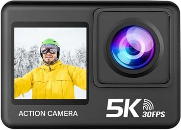 Action Camera, Action Camera 5K Touch Screen Doppio Zoom WiFi 170° Webcam Microfono Wireless Telecamera Sportiva Impermeabile 30M,per Ciclismo, Moto