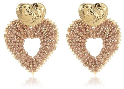 Bunte Boho Herz Ohrringe Damen Handgefertigte Perlen Hängeohrringe mit Gold Herz Leichte Statement Ohrringe Sommer Schmuck für Frauen