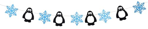 Homoyoyo Pinguin Schneeflocken Banner aus Papier Wiederverwendbares Party Dekobanner für Hauspartys Wand und Decken Dekoration Weihnachts und Geburtstagsdeko