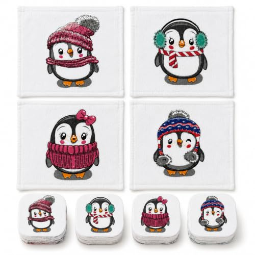 MIJOMA Magische Handtücher Kuschelpinguine, 4er Set 30 x 30 cm | Entfaltet sich in warmem Wasser, weiche Haptik, wechselnde Motive, für Bad, Gäste-WC & Reise, platzsparend