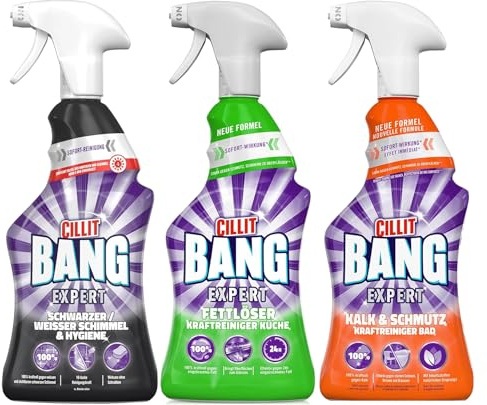 CILLIT BANG Expert Reiniger Set 3 x 750 ml – Universal Fettlöser, Kraftreiniger Kalk und Schmutz sowie Schimmel & Hygiene Reiniger