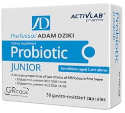 Activlab Pharma Profesor Adam Dziki Probiotyk JUNIOR – Probiotikum für Kinder ab 3 Jahren – Bifidobacterium breve BR03 & B632 – Mit Inulin – 30 magensaftresistente Kapseln
