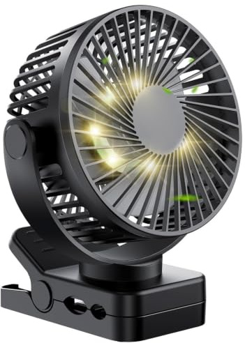 MIMISOLA Ventilatore USB, 12000mAh Ventilatore da Campeggio, Mini Ventilatore, Girevole a 360°, 3 Livelli di Vento, con Clip e Telecomando, per Camere da Letto, Uffici, Auto e Campeggio
