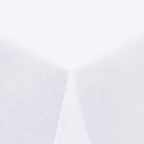 Textil Tischdecke Leinen-Optik 160x400cm eckig mit Fleck-Schutz Weiss *Tafeldecke* Farbe wählbar