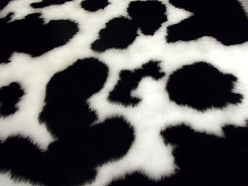 Animal Fun Kunstpelz Stoff Material - Schwarze Kuh - Schwarz, 1/2Mtr - 150cmx50cm