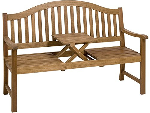 SEDEX Gartenbank mit einklappbarer Tischablage aus Eukalyptus, Natur - Modell Oppland
