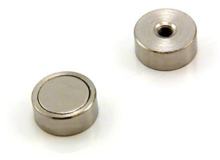 N42 Neodymium Pot Magnet - 19mm dia x 8mm thick x M5 thread hole for DIY, Engineering, Manufacturing, Hanging and Holding Applications - 17kg Pull - Pack of 40