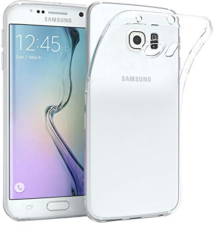 EAZY CASE Hülle kompatibel mit Samsung Galaxy S6 Edge Schutzhülle Silikon, Ultra dünn, Slimcover, Handyhülle, Silikonhülle, Backcover, Durchsichtig, Klar, Transparent