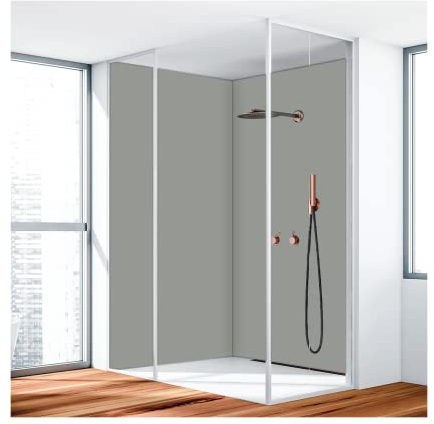 KERABAD Duschrückwand, Badrückwand, Duschverkleidung aus 3 mm Alu-Verbundplatte, 120x240cm, Silber RAL 9006