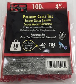 K-T Industries 2745285 5-9416 - Fascette fermacavi, 100 cm, ultra leggere, colore rosso, confezione da 100