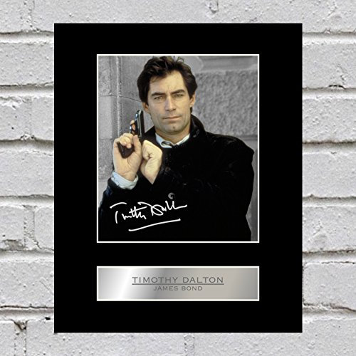 Iconic Pics: Signiertes Foto von Timothy Dalton als James Bond 007, 25,4 x 20,3 cm, gerahmt, für Wohnzimmer und Heimbüro