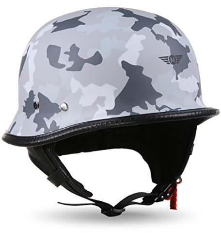 MOTO Helmets® D33 „Army Snow“ · Brain-Cap · Halbschale Jet-Helm Motorrad-Helm Roller-Helm Scooter-Helm Bobber Mofa-Helm Chopper Retro Cruiser Vintage Pilot Biker · Schnellverschluss Tasche S (55-56cm)