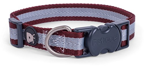 Petface Dog Collar, X-Small, Ox Blood Stripe Pattern (Pack of 1) | Durable & Adjustable, Strong Clip, Lightweight Material, Stylish Design