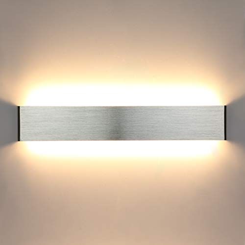 Lightess 20W 50CM Apliques de Pared LED Lámpara de Pared Interior Luz Moderna Agradable Luz de Aluminio Iluminación para Salón, Dormitorio, Sala, Pasillo, Escalera, Cuerpo Plata, 3000K Blanco Cálido