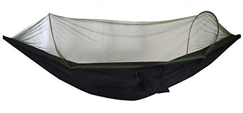 Anjing Hamac de camping entièrement automatique à ouverture rapide avec moustiquaire, tissu en nylon, double anneau de sangle vert, noir