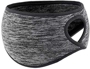 SAVITA 1 Piece Elastic Ear Warmer Headband with Ponytail Hole Moisture Wicking Thermal Sport Headband Non-Slip Workout Sweatband for Jogging, Yoga, Hiking (Grey)