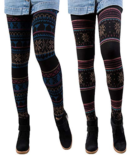 Libella 2er Set Thermoleggings Damen Winterleggings Laufhose Norweger mit Weihnachtsmotiven Teddy-Innenfleece Frauen/Mädchen 4145C+4145D