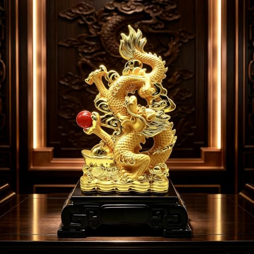 FUNSXBUG Chinesische Feng Shui Drache Statue Skulptur Figuren Feng Shui Dekor Home Office Dekoration Tischdekor Ornamente Gute Glücksgeschenke