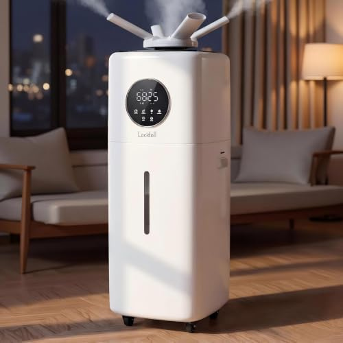 LACIDOLL Umidificatori di grandi dimensioni per tutta la casa, Umidificatore commerciale e industriale, 1000 mq, 21 L, Umidificatore ad ultrasuoni per riempimento superiore, 5,5 Gal 2000 MLH Dual