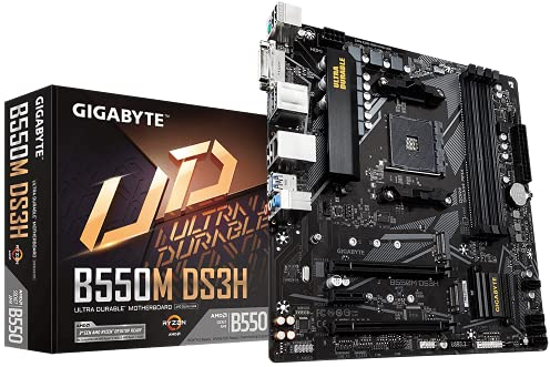 GIGABYTE B550M DS3H AC Placa Base - Procesadores AMD Ryzen 5000, VRM de 5+3 Fases, hasta 4733 MHz DDR4, 1xPCIe 4.0 + 1xPCIe 3.0 M.2, Wi-Fi 5, LAN 1GbE, USB 3.2 Gen 1