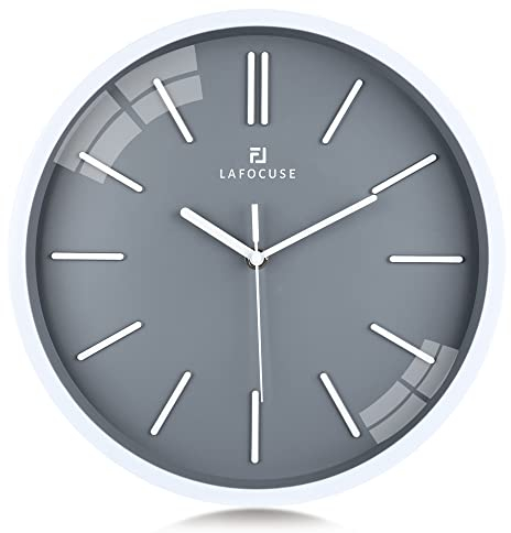 Lafocuse Reloj de Pared Gris Polvo Moderno Minimalista Silencioso 30cm Reloj de Cuarzo sin Números Decorativo sin Tic TAC para Cocina Dormitorio Salon