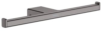 hansgrohe AddStoris - Toilettenpapierhalter doppelt, Klopapierhalter für Wandmontage, Klorollenhalter, verdeckte Befestigung, Badezimmer Zubehör, Brushed Black Chrome, 41748340