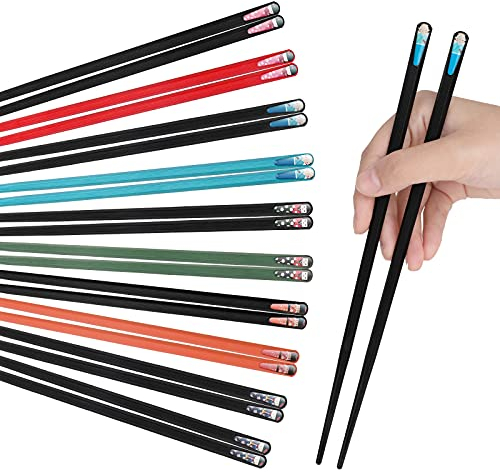 10 Pares de Palillos de Fibra de Vidrio, Palillos Japoneses con Diseño Antideslizante Prueba de Moho, Juego de Palillos Reutilizables Aptos Para Lavavajillas, Lavables, Para Fideos Ramen de Sushi